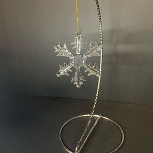 2" Handblown Clear Glass Flat Snowflake Ornament